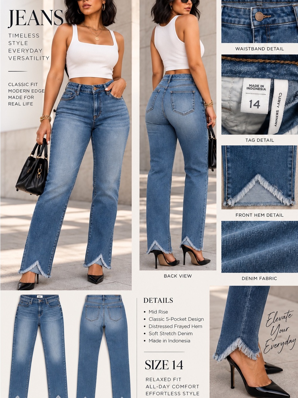 LOFT Straight-Leg Jeans in Light Blue with Frayed Hem